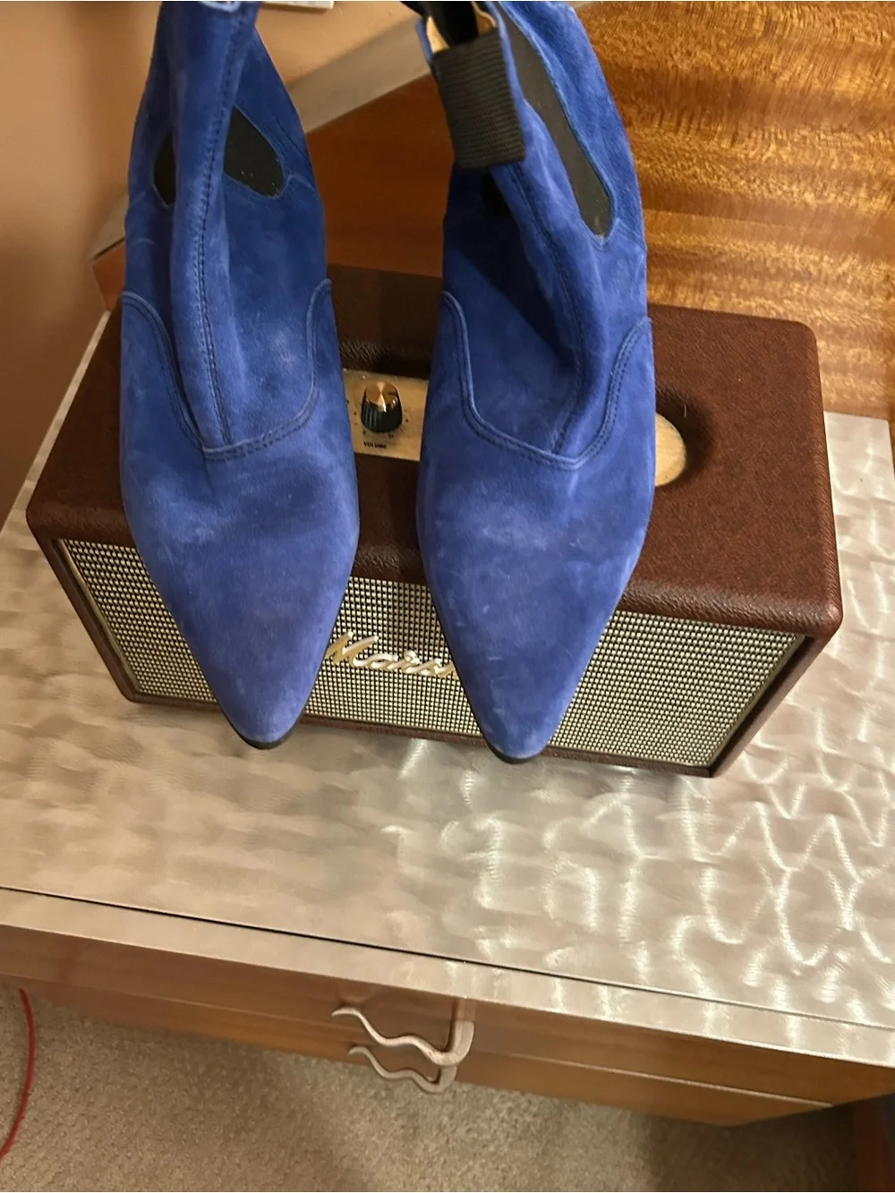 BEATLE BOOTS - Blue Suede Chelsea Ankle Boots - Men’s